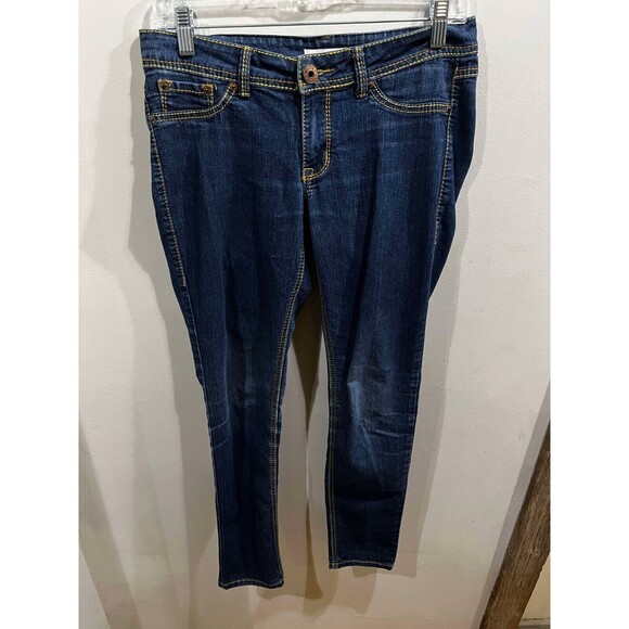 Bongo Jeans Women's Size 7 Blue Straight Whiskered Embroidered Denim Faded - Picture 1 of 8